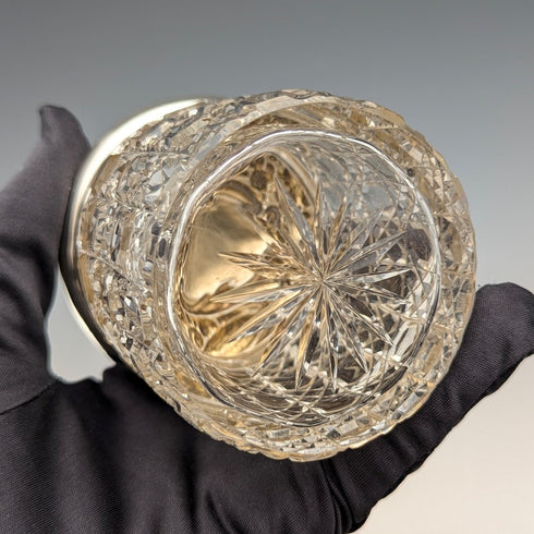 1902 英國古董純銀帶蓋切割玻璃罐 WJ Myatt & Co